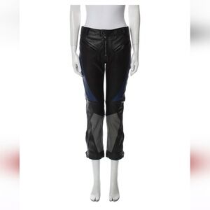 Zadig & Voltaire Black and Blue Lamb Leather Cropped Trousers